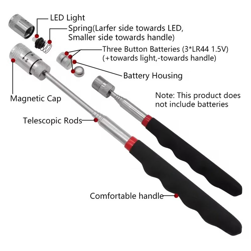 LED 조명이 있는 텔레스코픽 자석 펜, 확장 가능한  - Power Tools Hardware 리뷰 및 가격