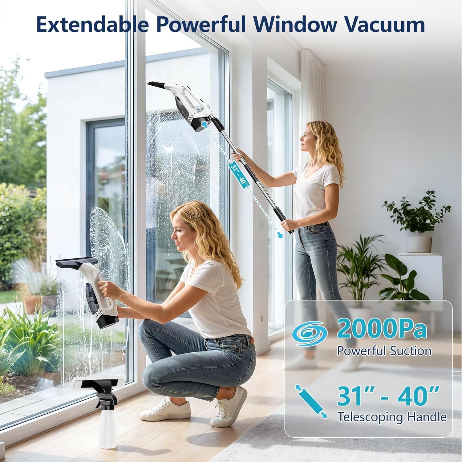 2000Pa 휴대용 창문 진공 스퀴지 무선 전동 유리  - Power Tools Usa 리뷰 및 가격