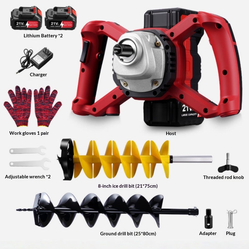 21v 리튬 배터리 전기 그라운드 드릴 겨울 낚시 얼음 - Power Tools Construction 리뷰 및 가격
